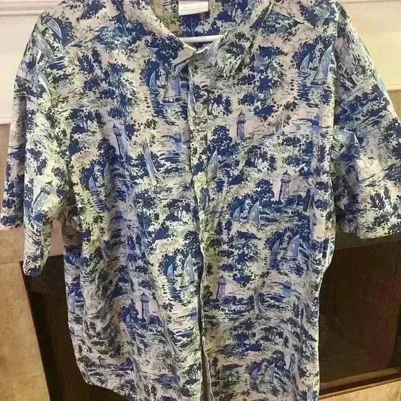 Columbia Rapid Rivers Men's Size XXL Blue Short Sleeve Shirt Nautical - Picture 10 of 10